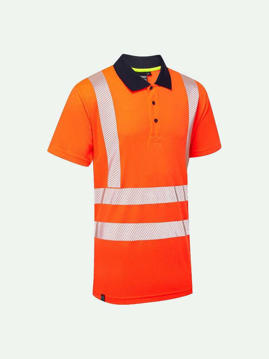 Hi-Vis Eco CoolMax Polo for safety workwear - orange