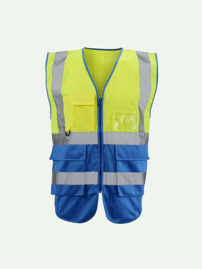 Hi-Vis yellow 2 Tone Executive Vest with blue