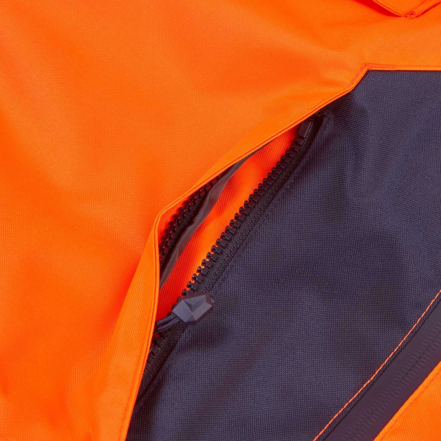 System Hi-Vis Eco Insulated Jacket hood close up in orange