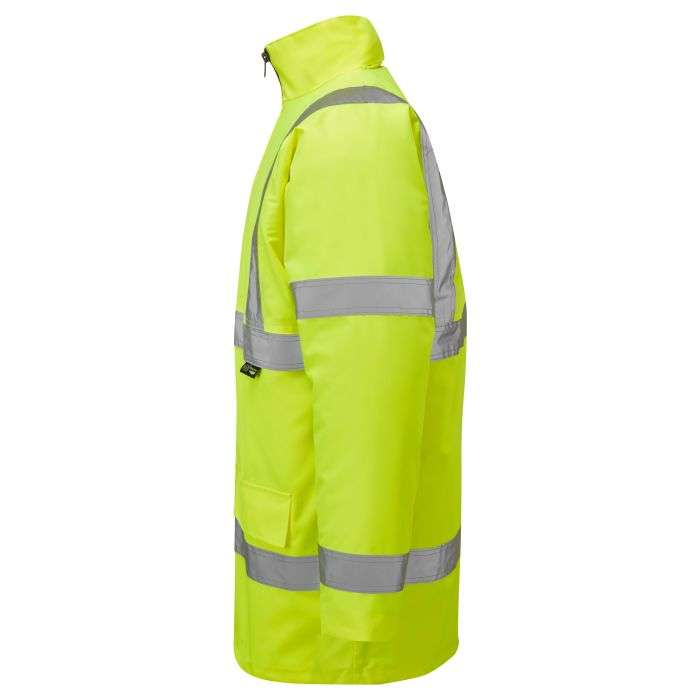 Standard hi-vis traffic parka jacket in yellow side view