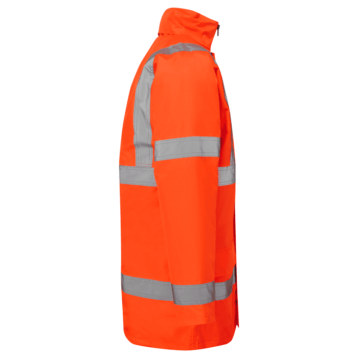 Standard hi-vis traffic parka jacket in orange side view