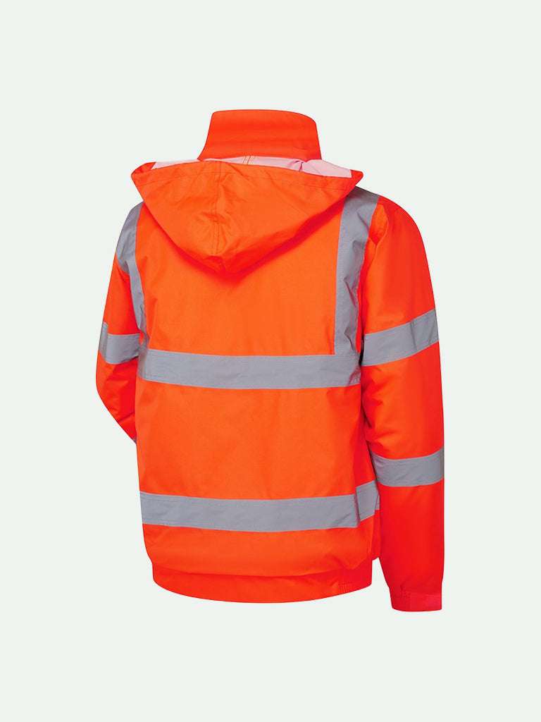 Standard Hi-Vis Bomber Jacket in orange rear view