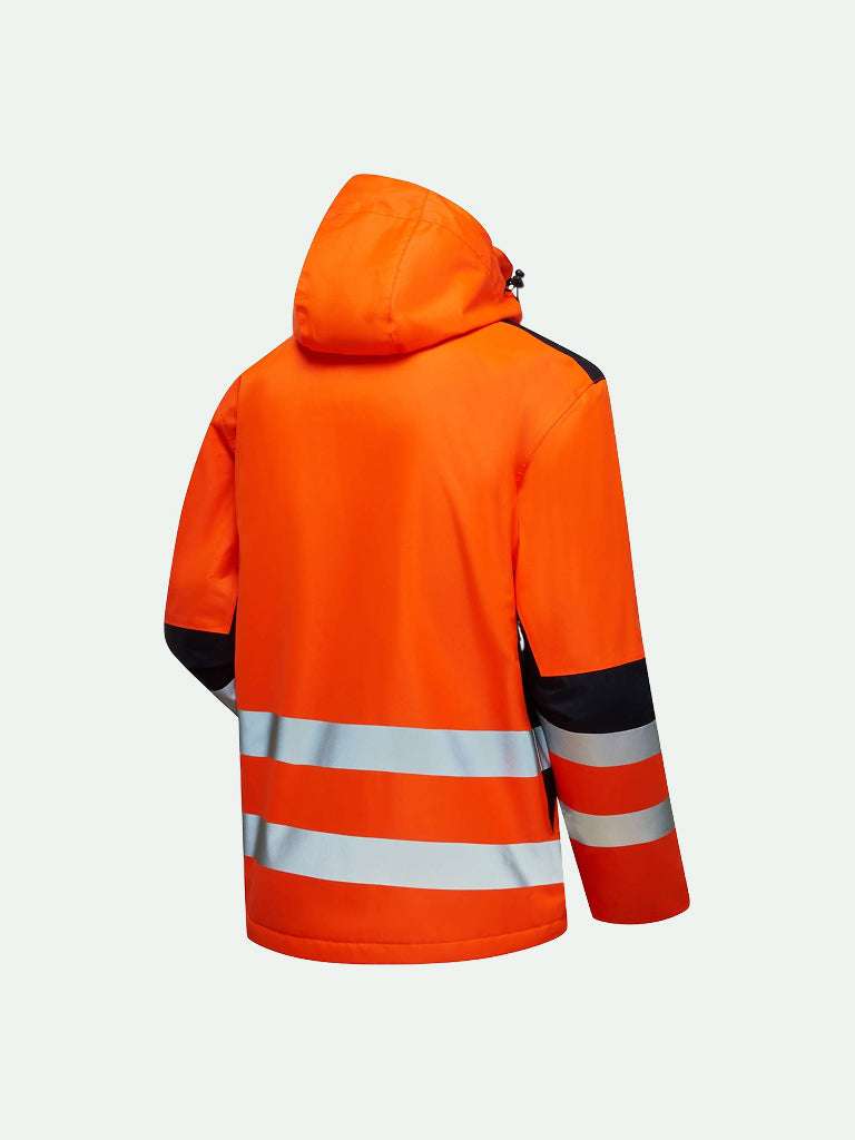 System Hi-Vis Eco Insulated Jacket in orange rear view