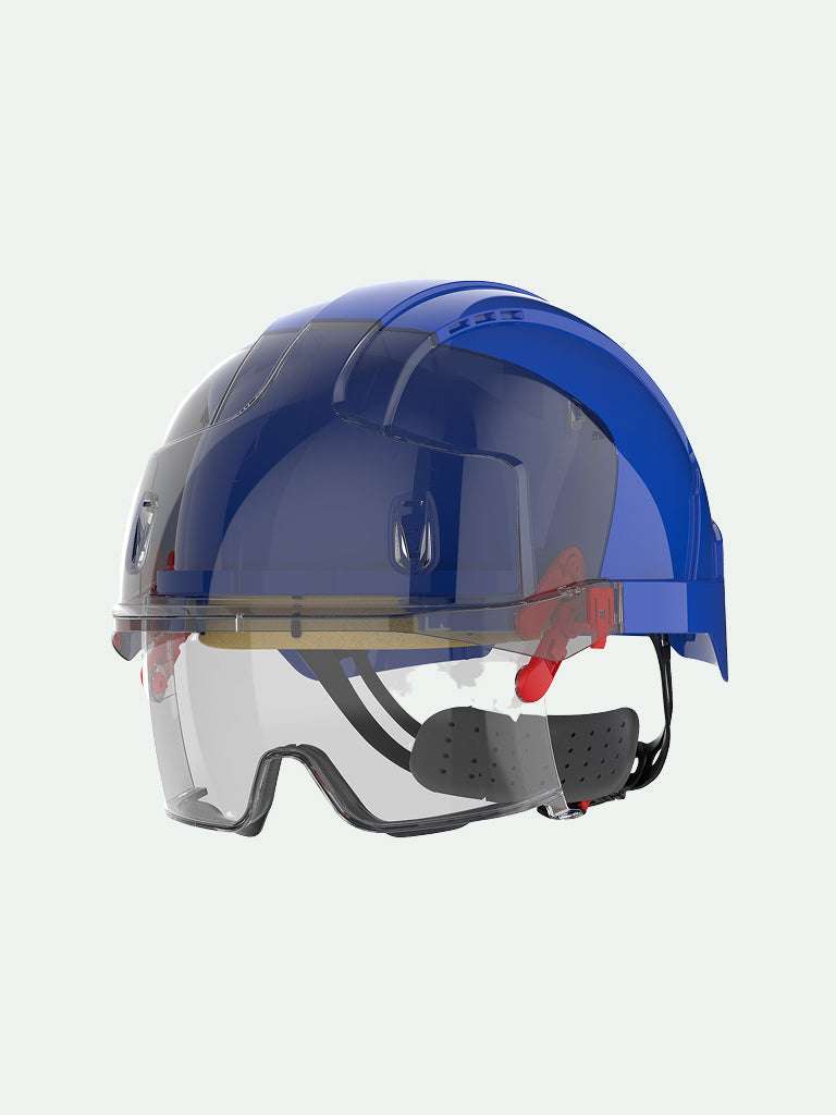 Blue EVO VistaLens safety helmet with integrated eyewear