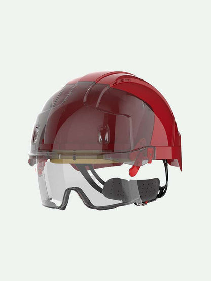 Red EVO VistaLens safety helmet with integrated eyewear
