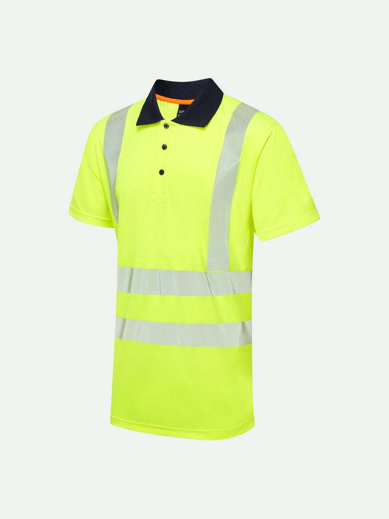 Hi-Vis Eco CoolMax Polo for safety workwear in yellow