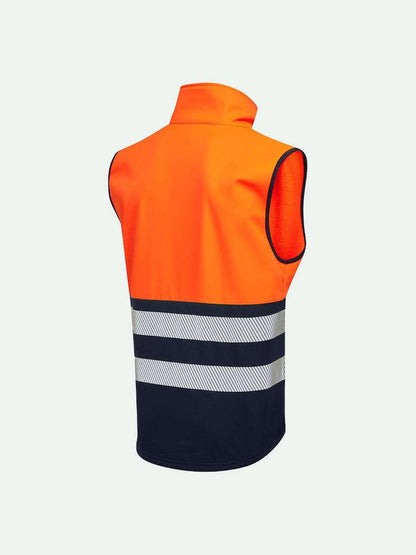 High-Vis Eco Coolair Softshell Gilet for safety - orange rear view
