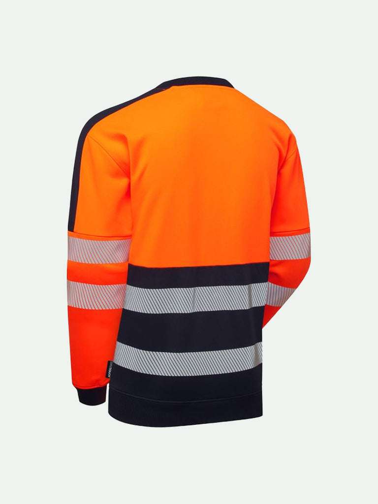 High-Vis Eco Coolair Softshell sweatshirt for safety - orange rear view