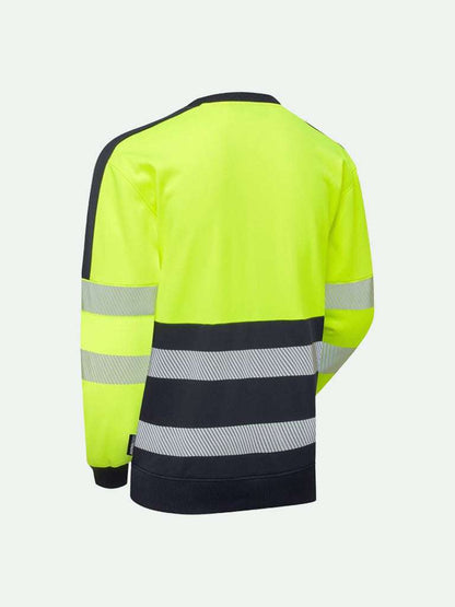 High-Vis Eco Coolair Softshell sweatshirt for safety - yellow rear view