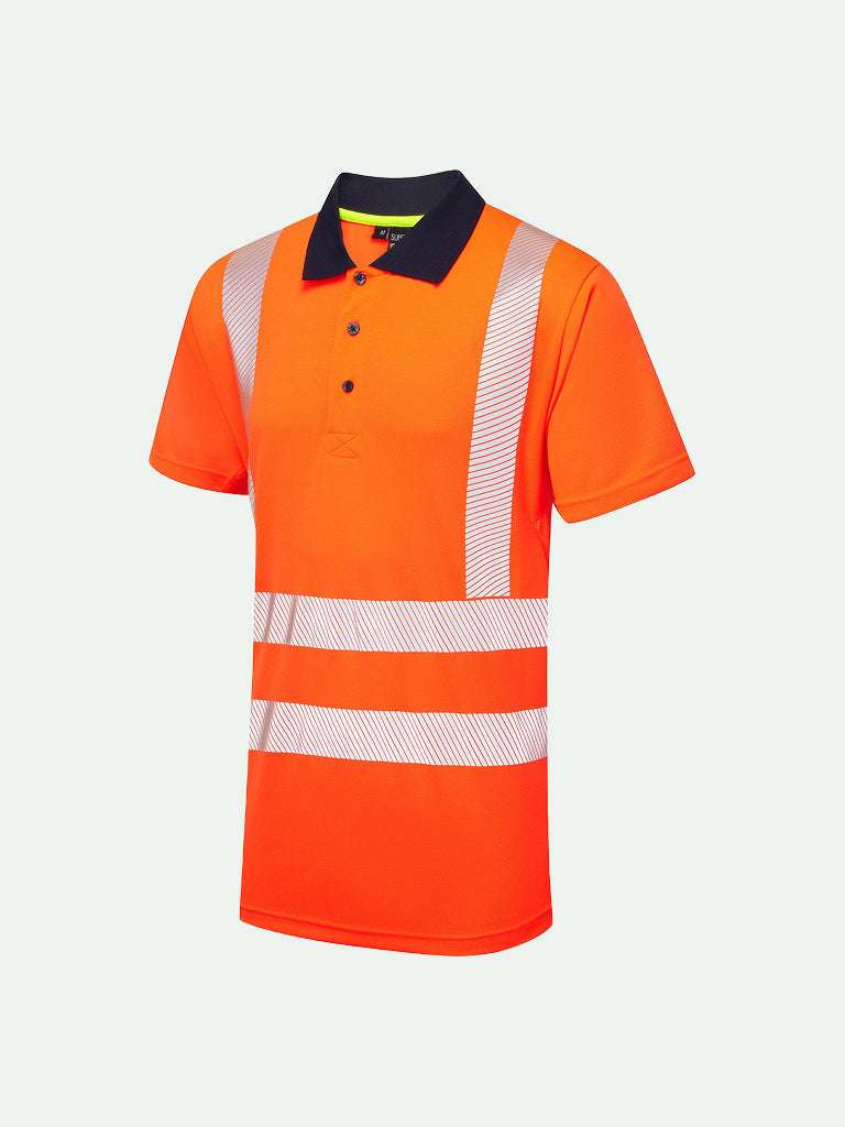 Hi-Vis Eco CoolMax Polo for safety workwear in orange