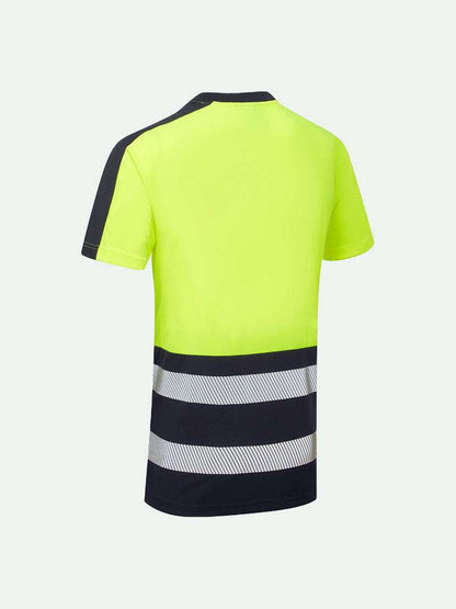 Hi-Vis Eco CoolMax t-shirt for safety workwear in yellow rear view