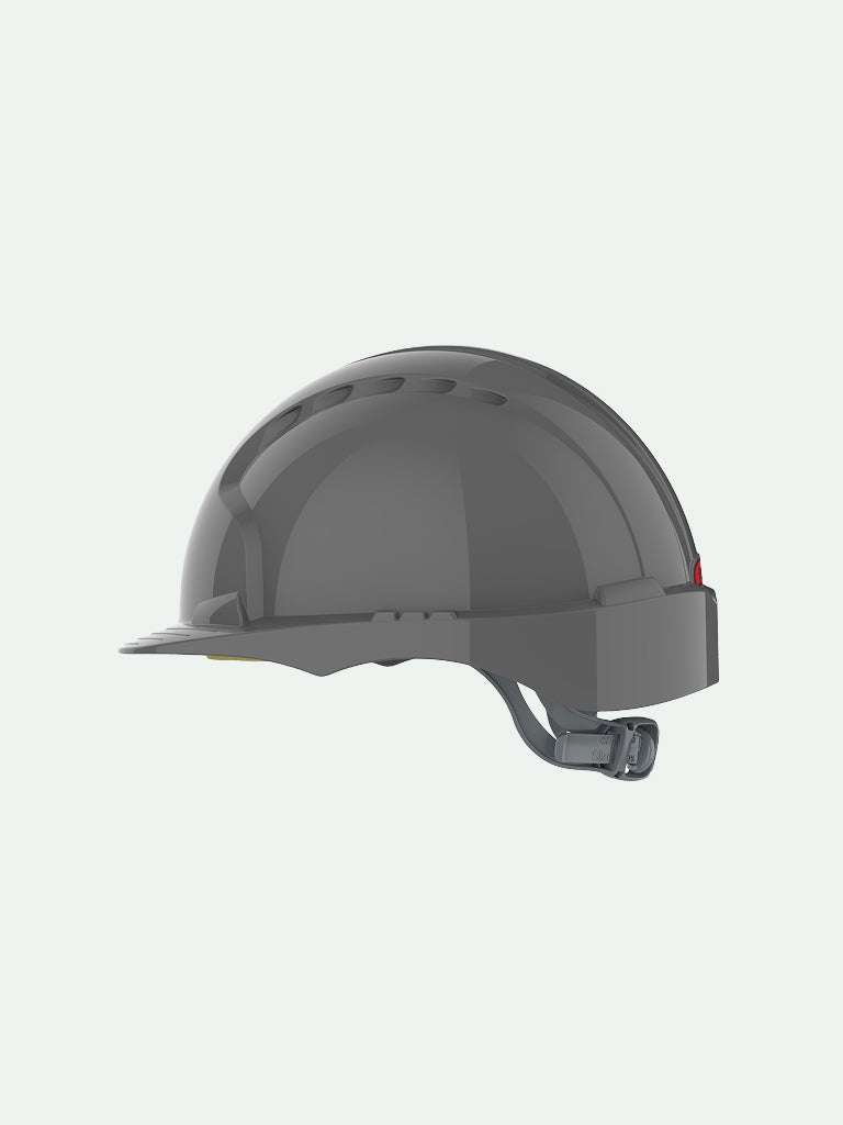 Side view of orange EVO3 safety helmet with slip ratchet