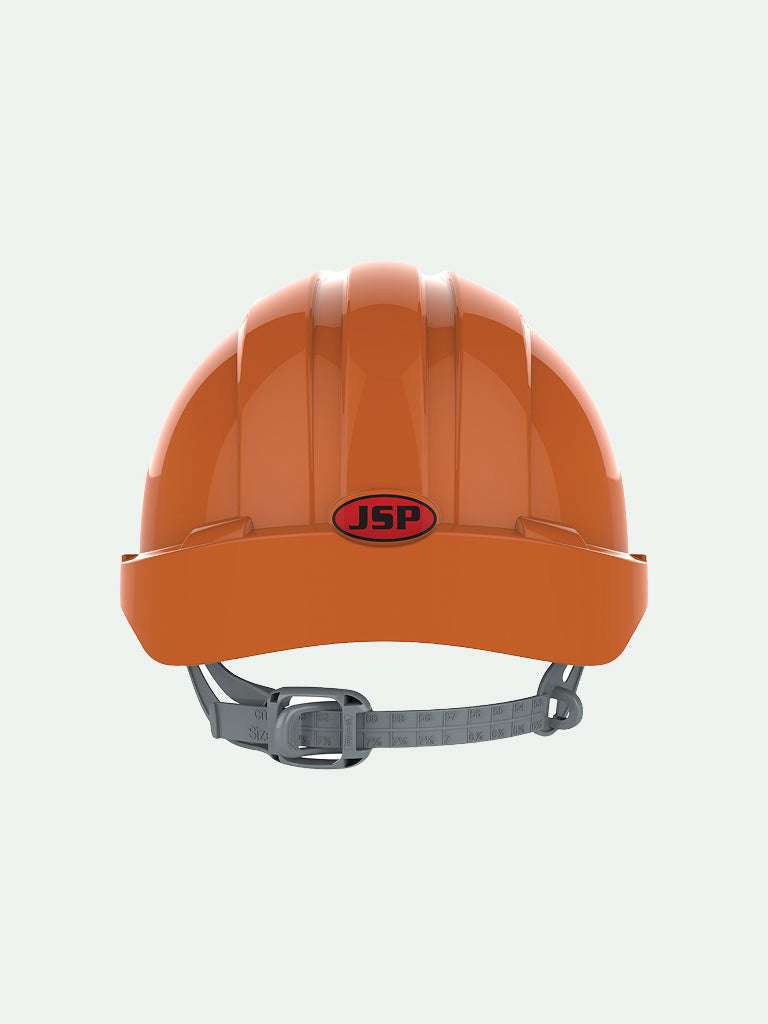 Orange EVO®3 Safety Helmet with Slip Ratchet rear view