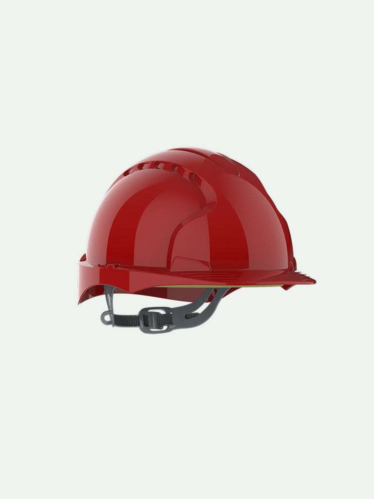 Rear view of Red EVO®3 Safety Helmet with Slip Ratchet
