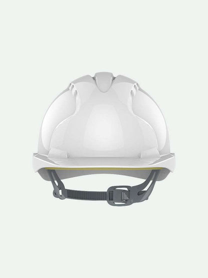 Front view of White EVO®3 Safety Helmet with Slip Ratchet