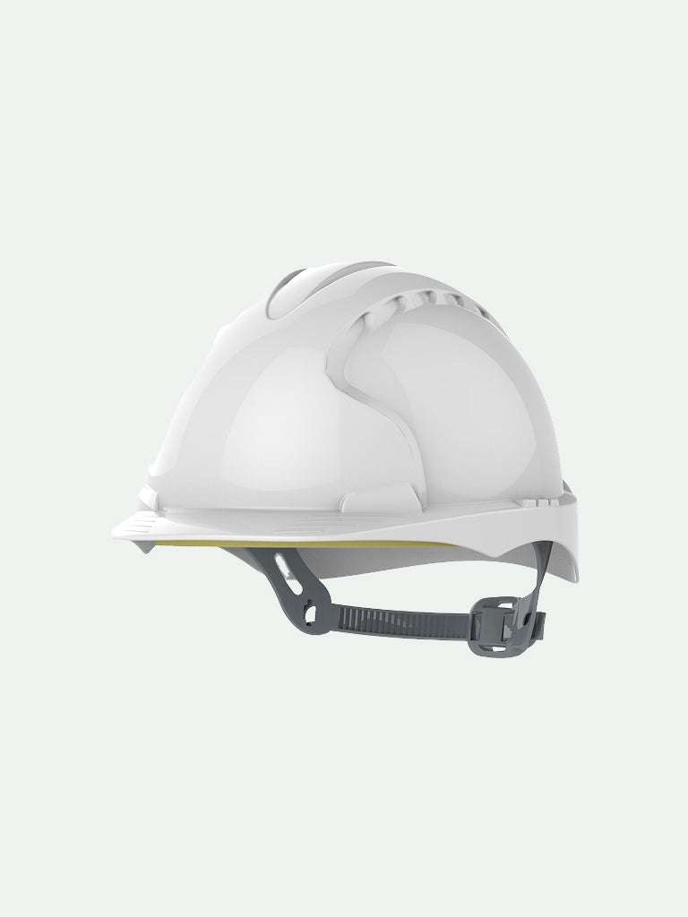 White EVO3 safety helmet with slip ratchet for industrial protection