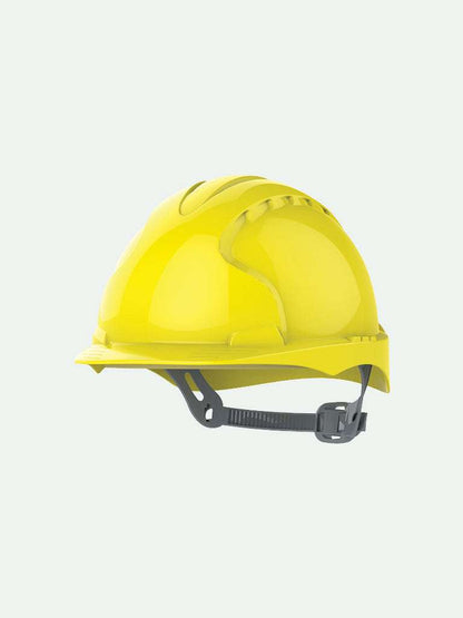 Yellow EVO3 safety helmet with slip ratchet system