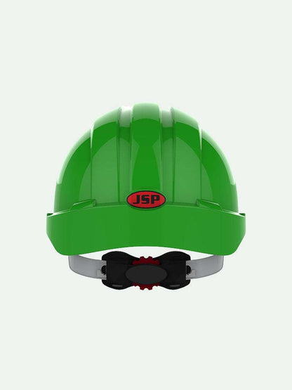Green EVO®3 safety helmet with wheel ratchet - back view