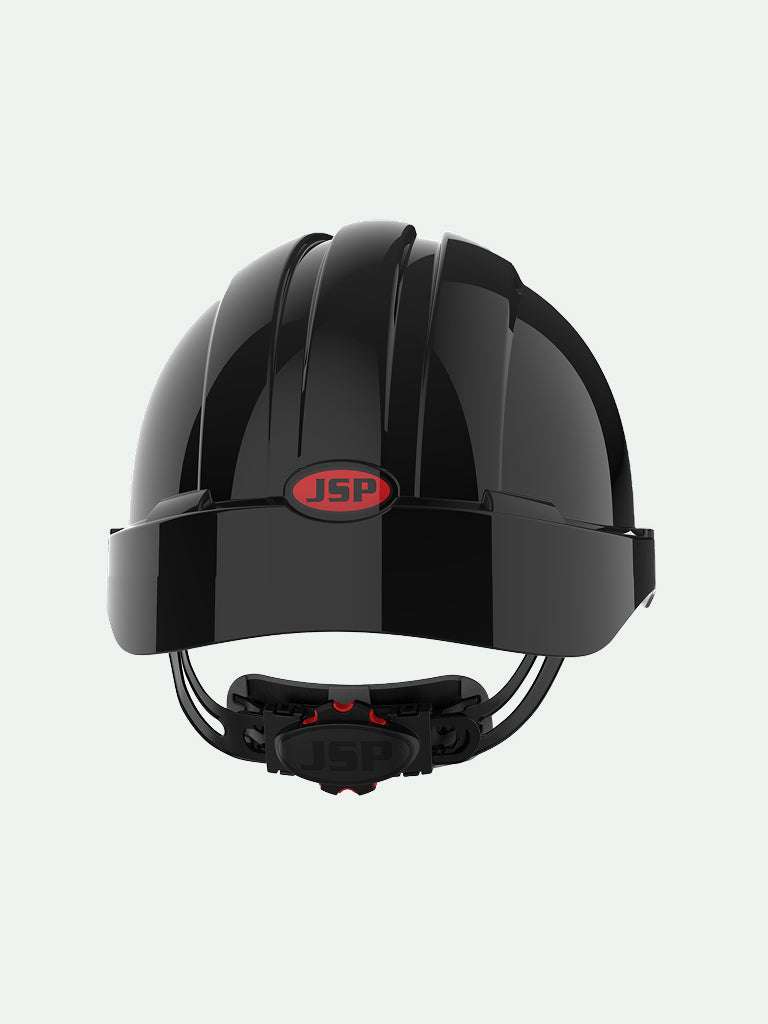 Black EVO®3 safety helmet with wheel ratchet - back view