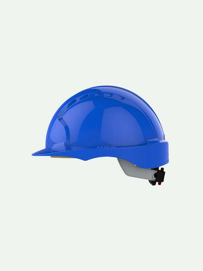 Side view of blue EVO3 safety helmet