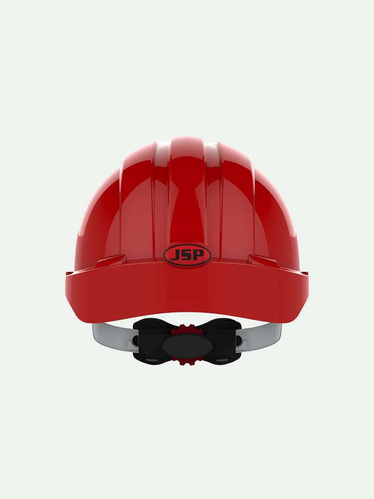 Red EVO®3 Safety Helmet with Wheel Ratchet - rear view