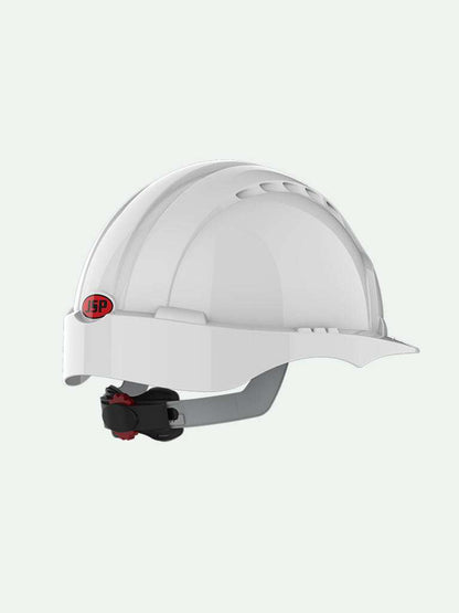 White EVO3 safety helmet with adjustable wheel ratchet system