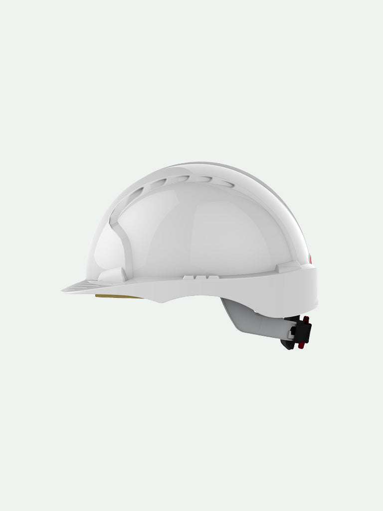 White EVO®3 safety helmet with wheel ratchet