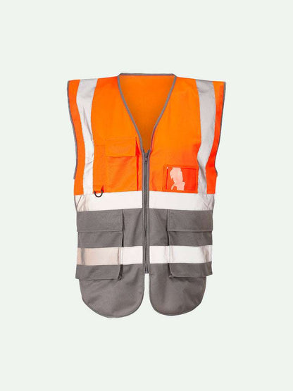 Hi-Vis Orange 2 Tone Executive Vest with grey