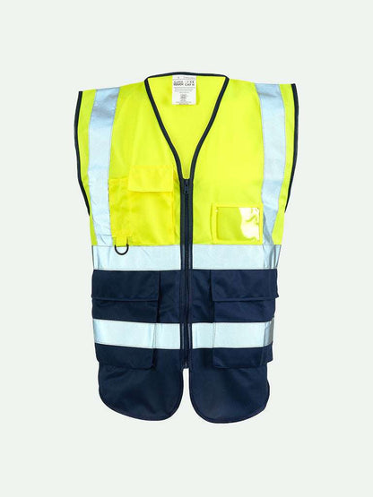 Hi-Vis yellow 2 Tone Executive Vest with navy