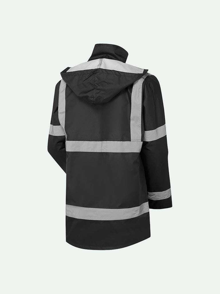 Rear view of Security Parka Jacket in black for Outerwear