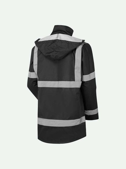 Rear view of Security Parka Jacket in black for Outerwear