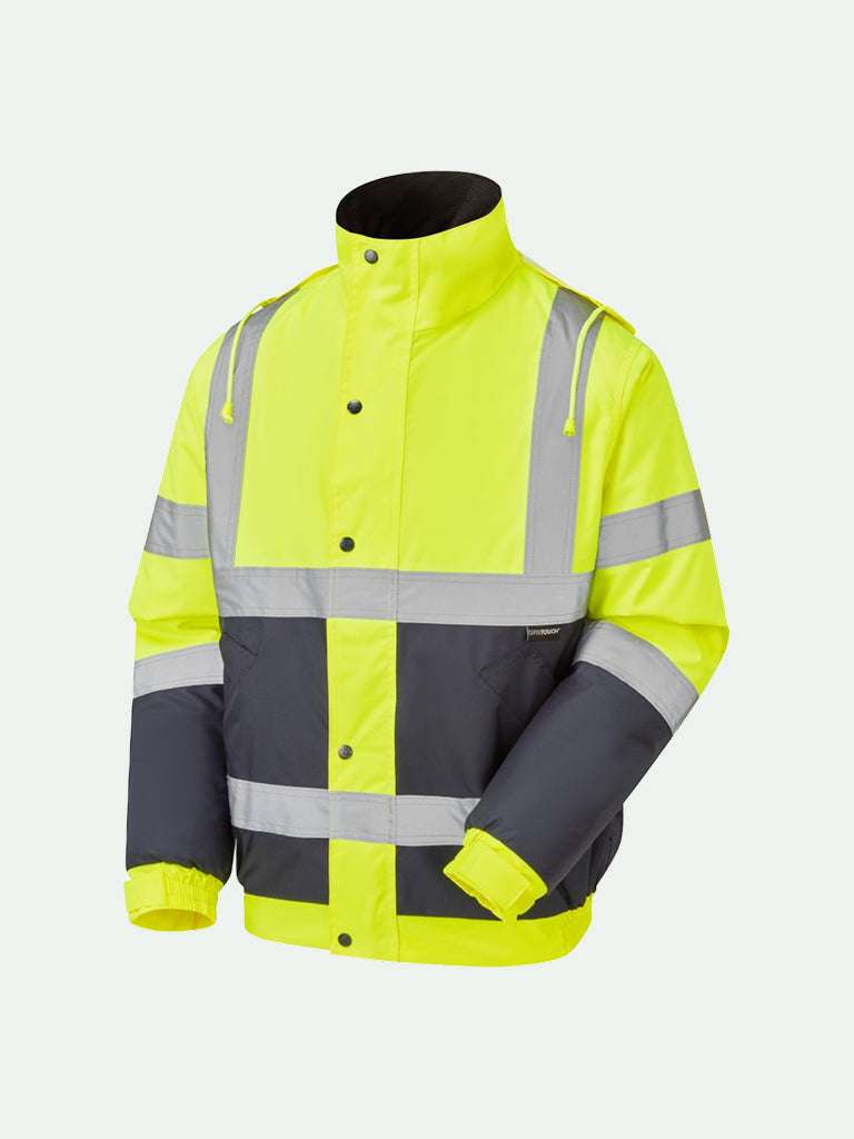 Hi-Vis Two Tone Bomber Jacket in yellow and navy