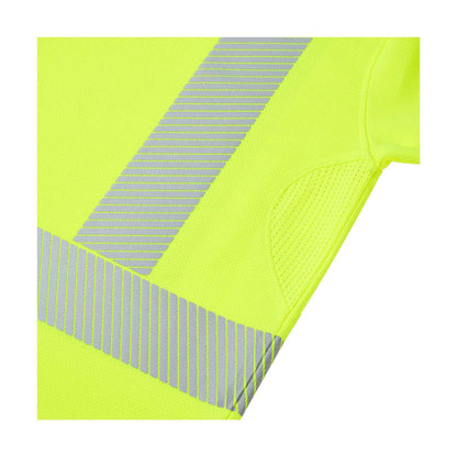 Hi-Vis Eco CoolMax Polo for safety workwear in yellow close up