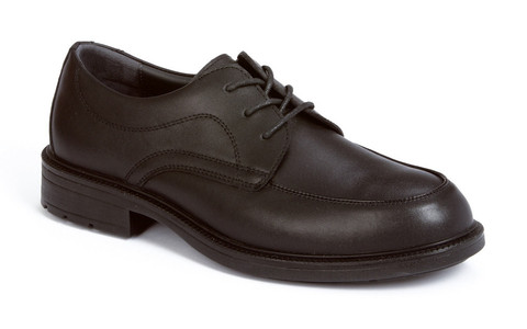 Black Leather Apron Front Executive Safety Shoe | Safety Stock